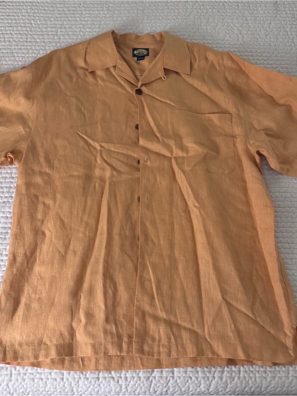 Tommy Bahama Peach Linen Camp Shirt